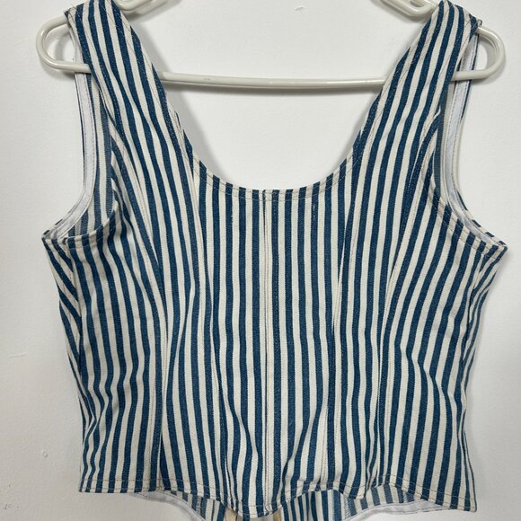 LYKKE WULLF CORSET STRIPED DENIM SIZE SMALL - Picture 2 of 2